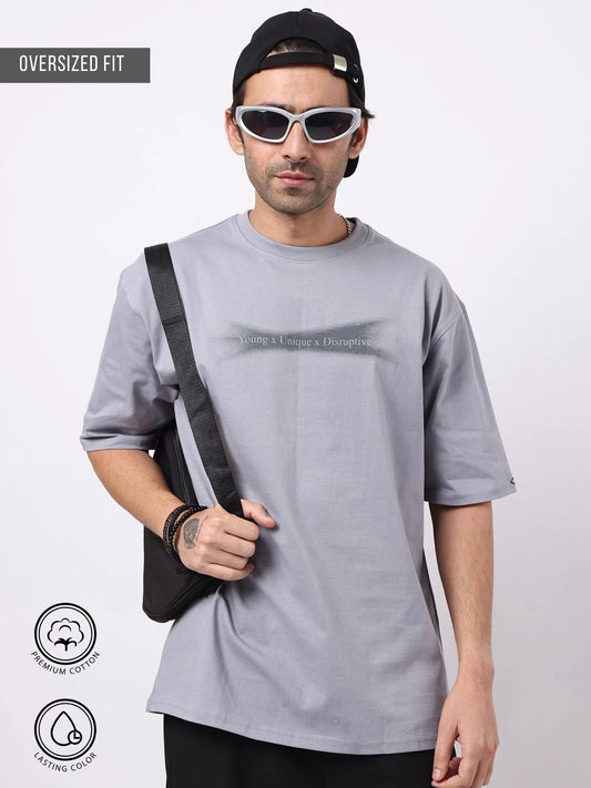 Young Uniquex Grey Half Sleeve T-Shirt