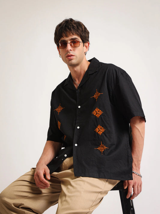Embroidery Black Shirt