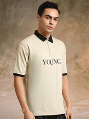 Young Biscuit Half Zipper Polo Half Sleeve T-Shirt