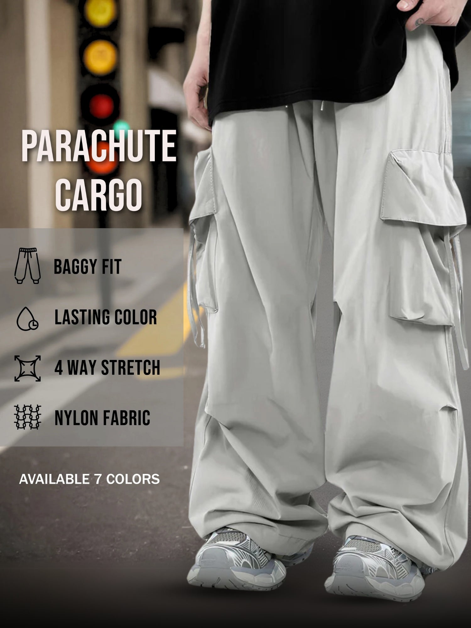 Parachute Umbrella Pocket Silver Grey Cargo