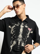 Black Skeleton Half Sleeve T-Shirt