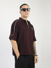 Burgundy Freedom City Half Sleeve Polo T-Shirt