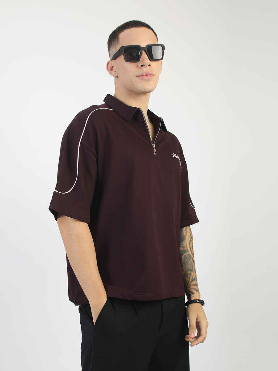 Burgundy Freedom City Half Sleeve Polo T-Shirt