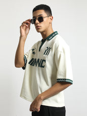 Cream MNC Cream Boxy Half Sleeve Polo T-Shirt