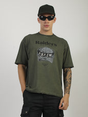 AcidWash Raider Olive Half Sleeve T-Shirt