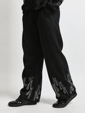 Barrel Fit Fire Flame Black Trackpant