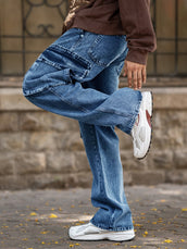 Deep ocean baggy cargo jeans for men - view 6