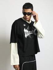 Doctor Sleeve Wings Print Black Full Sleeve T-Shirt