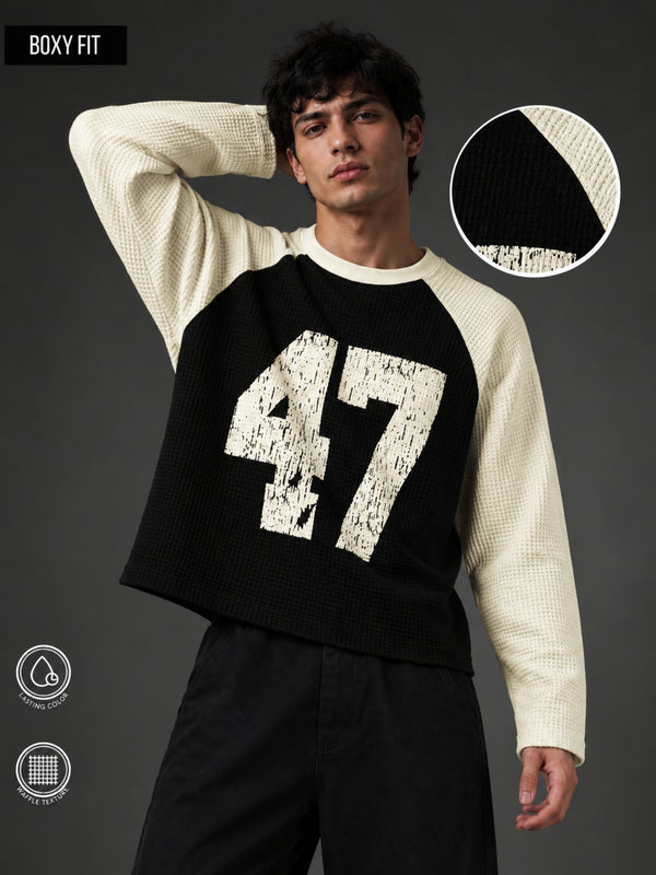 Waffle 47 Black Full Sleeve T-Shirt