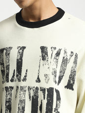 Will Not Alter Cream, Black Full Sleeve Boxy T-Shirt