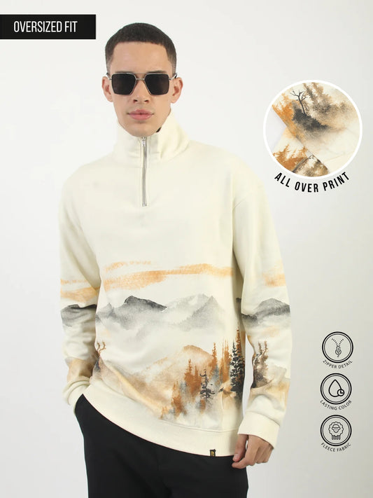 Mist Valley Cream Full Sleeve Sweatshirt