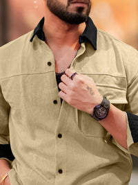Brooklyn Knit Beige Full Sleeve Shirt