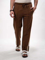 Brown bootcut zipper track pants for men - view 3
