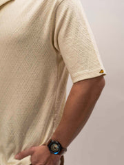 Marble Grid Cream Half Sleeve Shirt