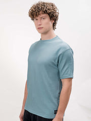 Seersucker Light Blue Half Sleeve T-Shirt