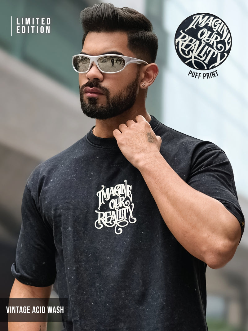 Vintage Acid Wash Black Half Sleeve T-Shirt
