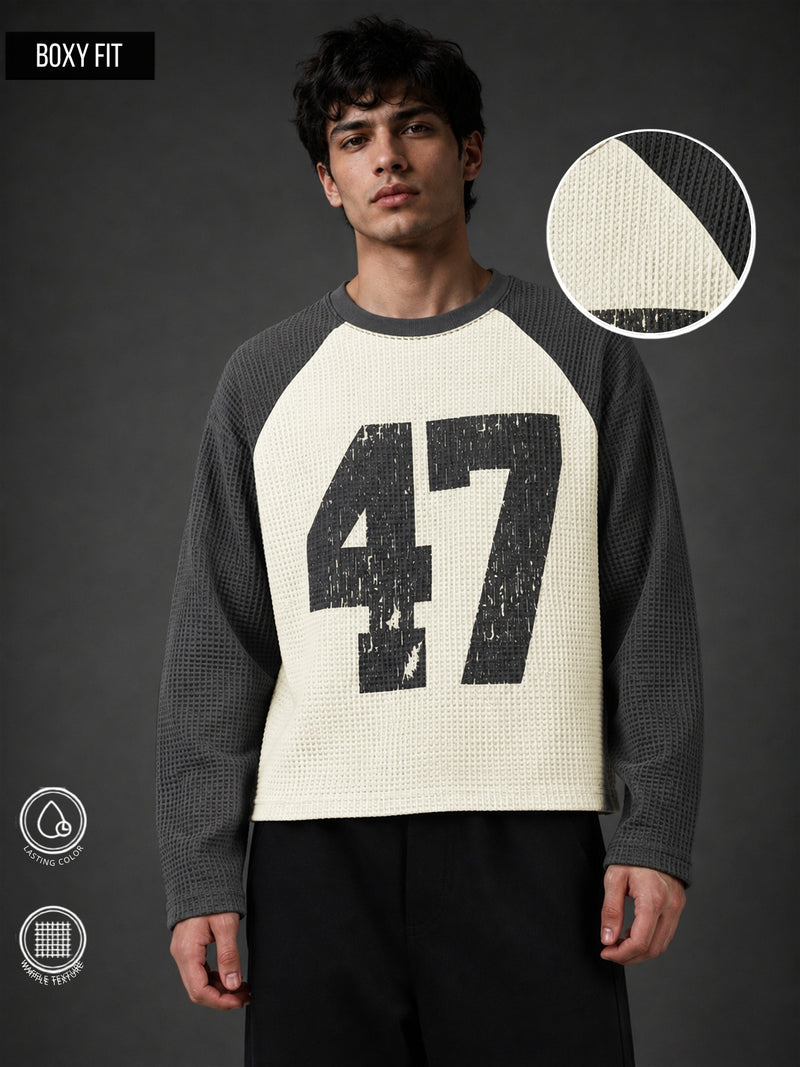 Waffle 47 Cream Full Sleeve T-Shirt