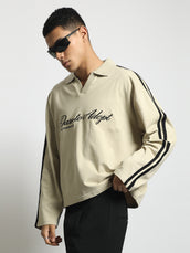 Dare to Adopt Biscuit, Black Full Sleeve Boxy Polo T-Shirt