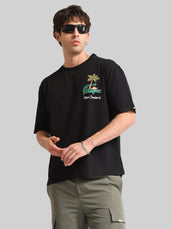 Crocodile Print Black Half Sleeve T-Shirt
