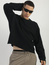 Black Raw Edges Full Sleeve T-Shirt