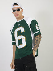 Colorblock Bottle Green Half Sleeve T-Shirt