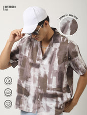 DustyPink Blur Blue Half Sleeve Shirt