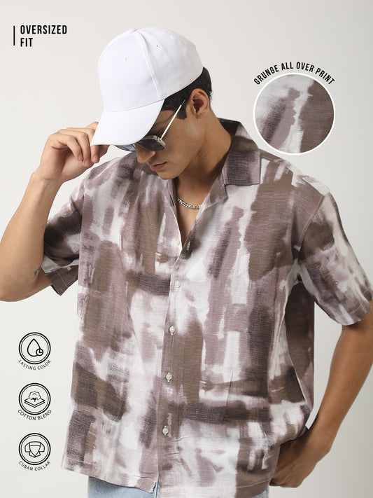 DustyPink Blur Blue Half Sleeve Shirt