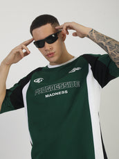Bottle Green, White Dallas Half Sleeve T-Shirt
