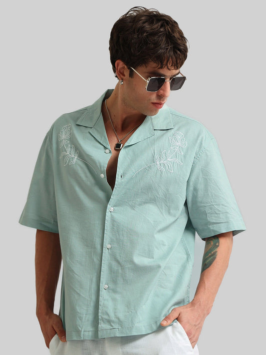 Embroidery Green Shirt