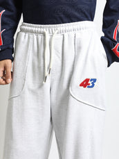 Barrel Fit Melange Embroidered Trackpant
