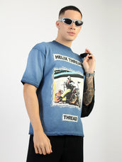 AcidWash Helix Denim Blue Half Sleeve T-Shirt