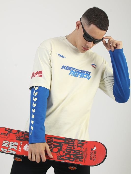 Doctor Sleeve Race Cream, Royal Blue Full Sleeve T-Shirt