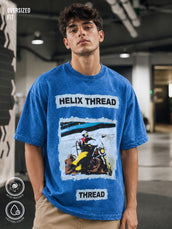 AcidWash Helix Denim Blue Half Sleeve T-Shirt