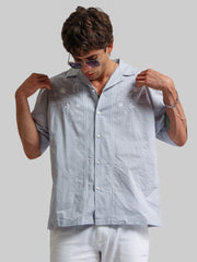 Embroidery Blue Shirt