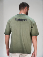 AcidWash Raider Olive Half Sleeve T-Shirt
