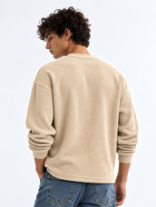 Biscuit Solid Waffle Texture T-Shirt