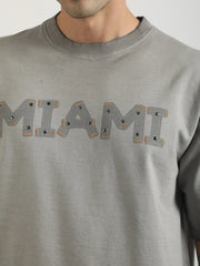 Miami Washed Grey Half Sleeve T-Shirt