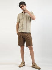 Biscuit Boston Stripes Flat-Knit Half Sleeve Polo T-Shirt