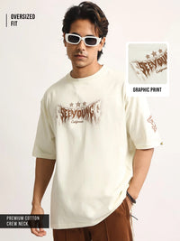 Seeyoung  Cream, Brown Half Sleeve T-Shirt