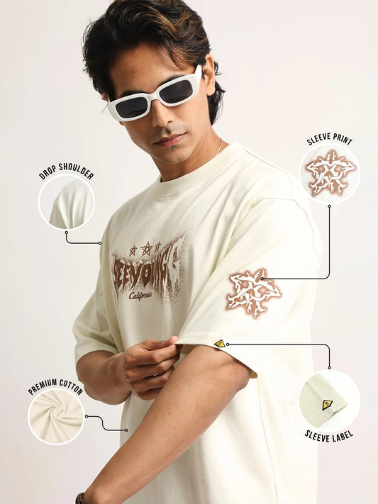 Seeyoung  Cream, Brown Half Sleeve T-Shirt