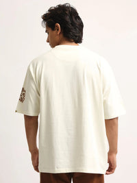 Seeyoung  Cream, Brown Half Sleeve T-Shirt