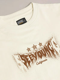 Seeyoung  Cream, Brown Half Sleeve T-Shirt