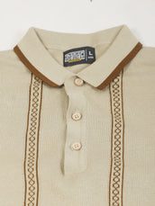 Biscuit Boston Stripes Flat-Knit Half Sleeve Polo T-Shirt