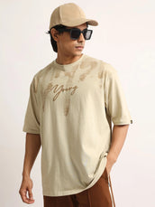 Young Pufff Print Biscuit Half Sleeve T-Shirt