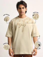 Young Pufff Print Biscuit Half Sleeve T-Shirt