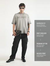 Miami Washed Grey Half Sleeve T-Shirt