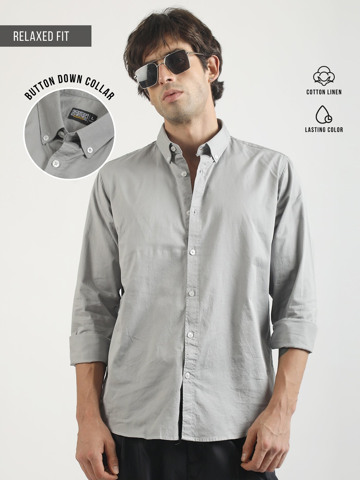 Soft Twill Steel Grey Full Sleeve Shirt