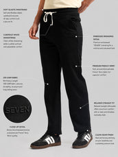 Black Embossed Baggy Fit Trackpant