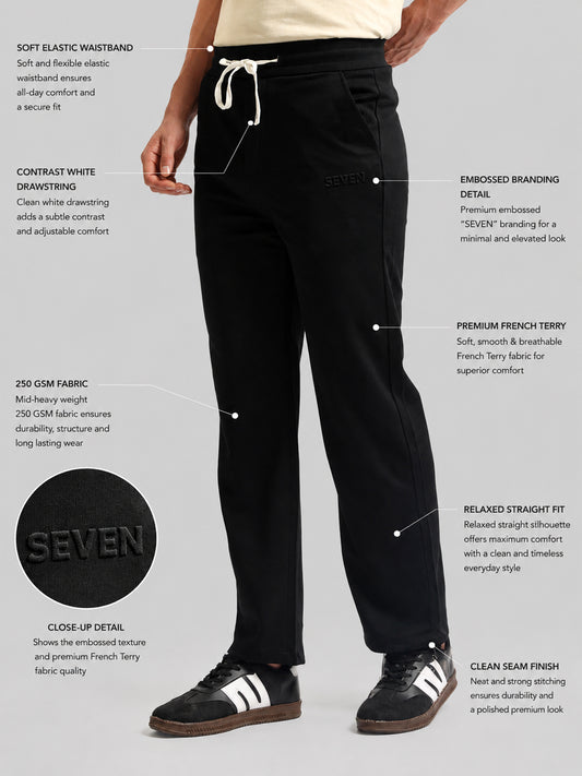 Black Embossed Baggy Fit Trackpant