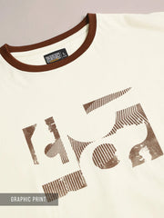 Abstract Art Cream, Brown Half Sleeve T-Shirt